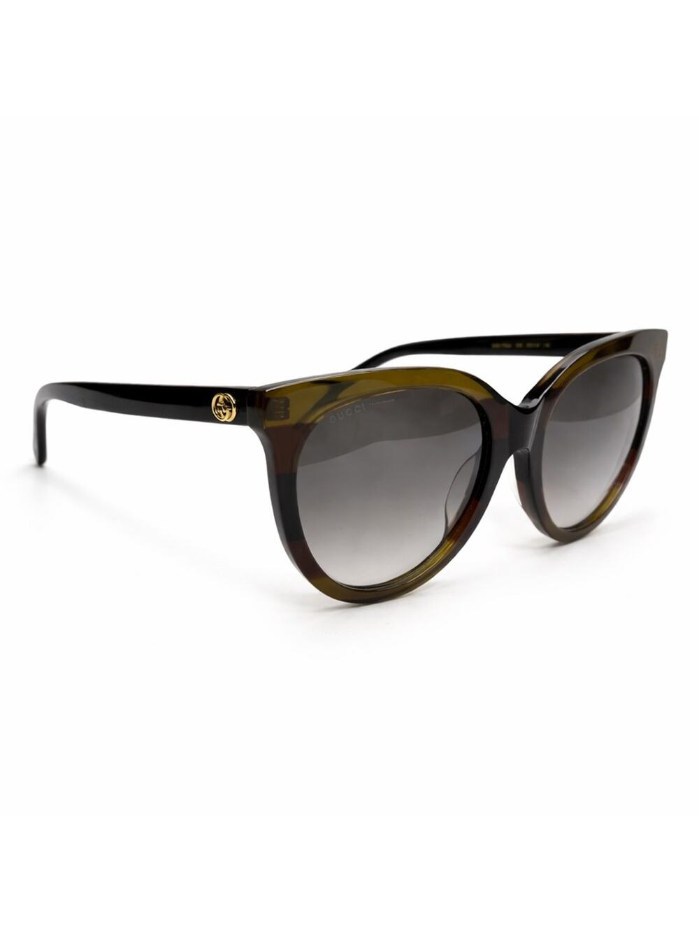 Gucci GG0179SA Havana/Black Round Cat Eye Sunglasses